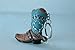 Texas Cowboy Cowgirl Boot Texas Map Key Chain Hand Painted Hanging Charm (Blue)