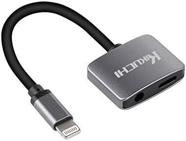 3.5mm to Lihgtning Adapter,3.5mm Headphone Jack Adapter,2 in 1 Audio Spilitter&amp;Charge Cable Adapter for iPhone 7/7 Plus/8/8 Plus/X (Support iOS 10 and above) (Gray)