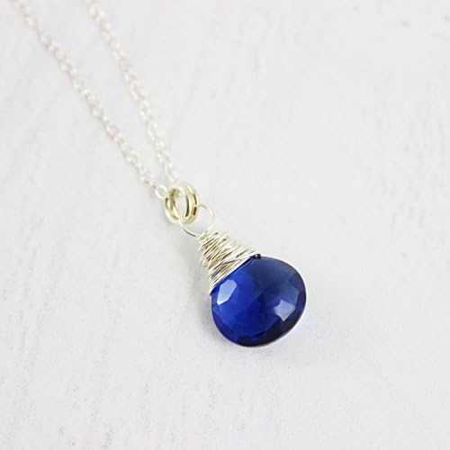 Deep Royal Blue Sterling Silver Pendant Necklace - 16" Length