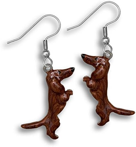 Enamel Red Dachshund Earrings by The Magic Zoo