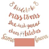 5 Pcs Rose Gold Bachelorette Party Supplies Decorations Bridal Shower Kit,Bachelorette Party Banner Set For Bride To Be