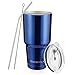 Stainless Steel Tumbler 30oz - Vacuum Insulated Tumbler Coffee Cup Double Wall Large Travel Mug with Lid, Straw, Brush, Gift Box Set (Blue, 30oz-1 Pack)