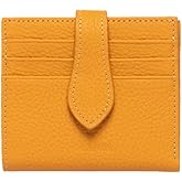 grande 3803 Genuine Leather Card Holder For Women and Men Slim Minimalist Card Case Small Snap Wallet (Yellow)