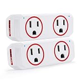 Smart Plug, OUKITEL Dual Mini Wifi Outlet Compatible with Alexa, Google Assistant & IFTTT, Voice APP Remote, No Hub Required, ETL & FCC Certified, Red - 2 Pack