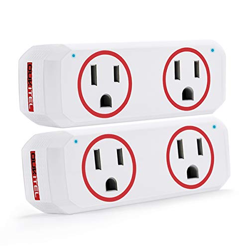Smart Plug, OUKITEL Dual Mini Wifi Outlet Compatible with Alexa, Google Assistant & IFTTT, Voice APP Remote, No Hub Required, ETL & FCC Certified, Red - 2 Pack