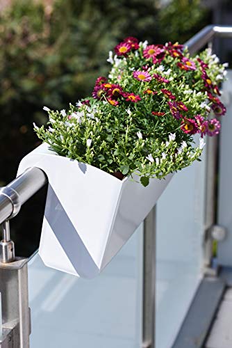 VIVANNO Balkonkasten mit Halterung & Bewässerungssystem BALKONA Classico Weiß 80 cm lang – Bild 3