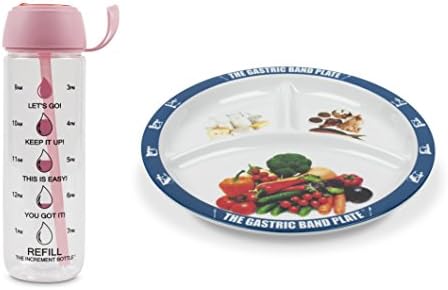 The Gastric Band Plate Increment Bottle Pink Flip Straw Diet Slimming Weight Loss Set