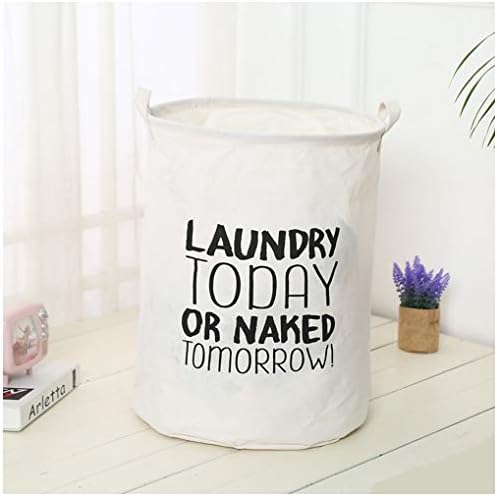 HAN NAA Laundry Basket Hamper Storage Bucket Cylindric Cotton Linen Dirty Clothes Foldable Bin Waterproof Washing Basket For Bedroom Bathroom (color : White C)