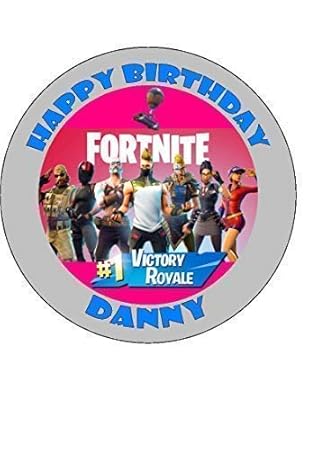 fortnite season 5 personalised cake topper round new easy peel icing - fortnite cake topper amazon uk