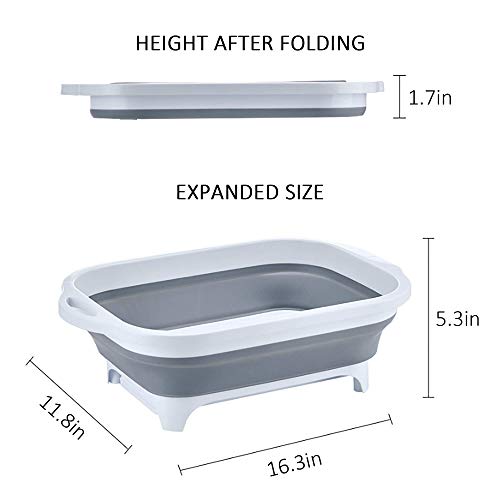 ZHZJ Collapsible Cutting Board, Multifunctional Chopping Board with Colander, Space Saving Kitchen Vegetable Washing Basket, Food Grade Camping Sink Storage Basket for Kitchen/BBQ Prep/Picnic
