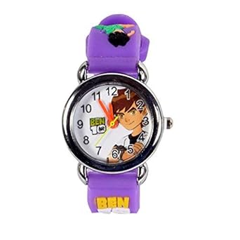 Angelfish Ben 10 with Smile face Blue Band Kids Watch