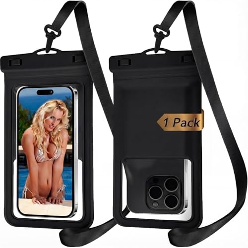 MOLOPPO Waterproof Phone Pouch, with Interior Card Holder, Large Dry Phone Case for iPhone 17 16 15 14 13 Pro Max, Beach Vacation Essentials,1 Pack,Black