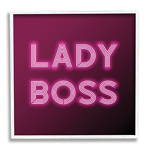 Stupell Industries Neon Lady Boss Fashion Modern Pink Word, Design by Dawn Viet…