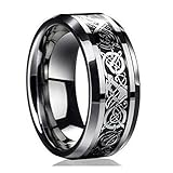 ERAWAN New Silver Celtic Dragon Titanium Stainless Steel Men's Wedding Band Rings EW sakcharn (Size 8)