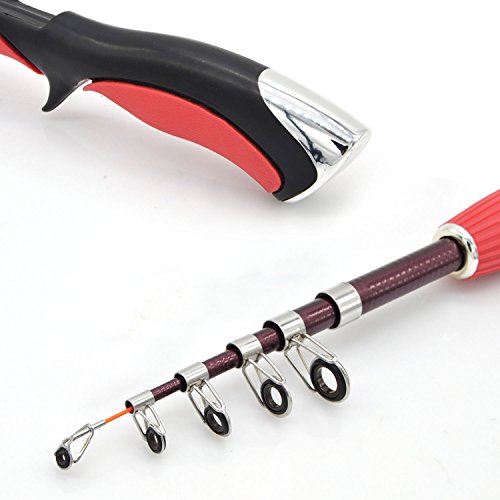 Walsilk Spinning Fishing Rod and Reel Combo Full Kit,Travel Telescopic Fishing Pole with Reel Line Hooks Bag Case,Fishing Gear Organizer for Kids & Adults (1.6M/5.25FT Red Fishing Kit)