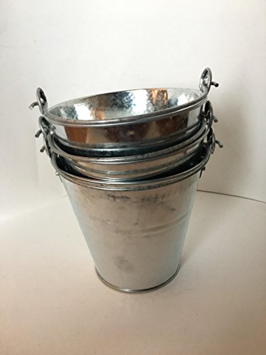 10 LARGE Galvanized BUCKETS 6" TALL 6.25" WIDE AT TOP 4" WIDE AT BOTTOM ARTS CRAFTS WEDDING - Thumbnail 3