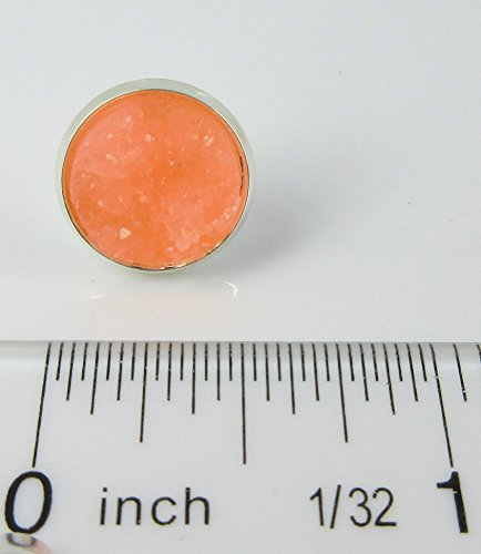 Silver-tone Apricot Faux Druzy Stone Stud Earrings 12mm
