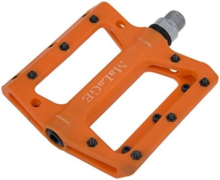BMX/MTB Mountain Bike Bicycle Platform Nylon Fibre Pedals 9/16 Sealed Bearing Non Slip Replaceable Pins Strong Light and Slim (orange)
