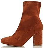 Wild Diva Women's Faux Suede Pull on Chunky Heel Ankle Bootie