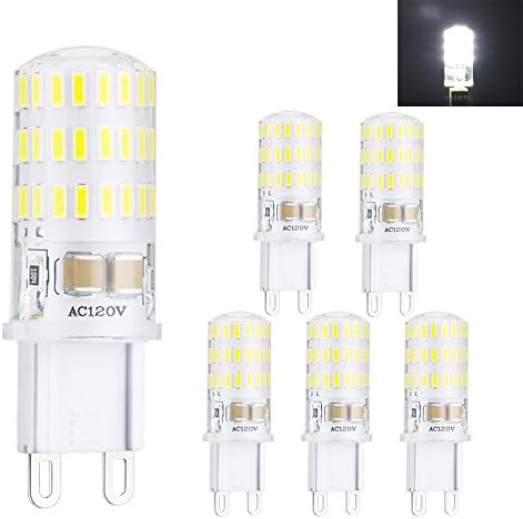 Rayhoo G9 Base LED Light Bulbs, AC 110-130 Volt, 550 Lumens, 7W (50W Halogen Equivalent), Dimmable, White 6000K (Pack of 6)