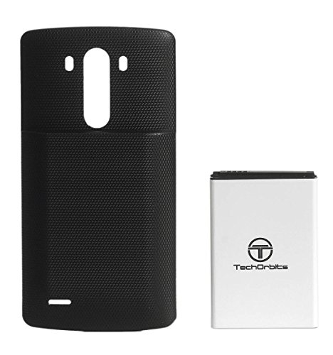 Techorbits 6000mAh Li-ion Extended Battery pack for LG G3 + Back Cover, D851(T-Mobile), D850(AT&T), VS985(Verizon), LS990(Sprint), fits BL-53YH - 3 Years Warranty - Black replacement Techorbits 6000mAh Li-ion Extended Battery pack for LG G3 + Back Cover, D851(T-Mobile), D850(AT&T), VS985(Verizon), LS990(Sprint), fits BL-53YH - 3 Years Warranty - Black replacement