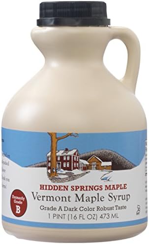 Hidden Springs Maple Natural Vermont Syrup, Dark Robust (Formerly Grade B), 16 Ounce