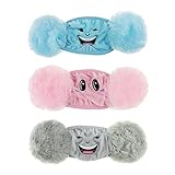FakeFace Cute Unisex Kids Boys Girls Cartoon Smile Face embroidered Soft Cotton Stetchy Winter Plush Anti Dust Earloop Mouth Face Warm Mask Dustproof Windproof Earmuff Masks Set of 3pcs