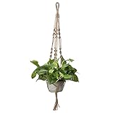 Antner Plant Hanger 4 Legs 35.5 Inches Macrame Jute Upgrade Version Hanging Planter for Indoor Outdoor and Square Pots,No Hoop