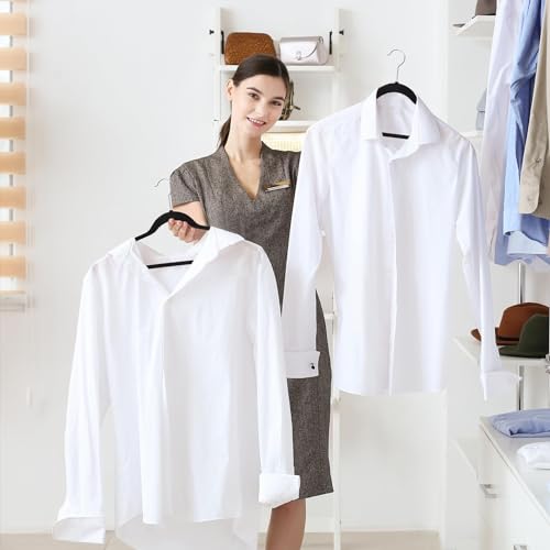 HOUSE DAY Black Velvet Hangers 60 Pack-Premium Clothes Hangers Non-Slip Felt heavy Duty Coathanger, Durable Suit Hanger for Space Saving, No Hanger Marks 360 Rotating (Black, 60 Pack)