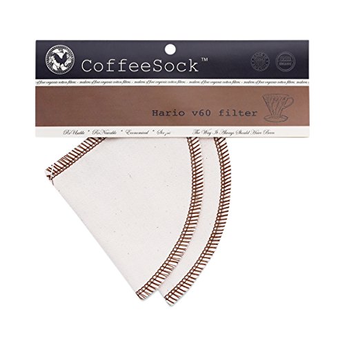 CoffeeSock Reusable Filters Made To Fit Hario v60-01 - GOTS Certified Organic Cotton Reusable Coffee Filters (V60-01)