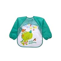 Life-Center-Store Waterproof EVA Full Sleeve Bibs Children Apron Long Sleeve Feeding Smock Bibs Kids Eating Breastplate,Green Little dinosau