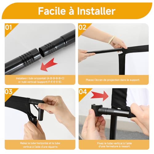 VISULAPEX 120 Inch Projection Screen on Stand, 16:9, 4K HD Foldable Projector Screen with Carry Bag for Indoor, Home Cinema, Garden Cinema