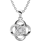 Cate & Chloe Nyssa 18k White Gold Pendant Necklace with Simulated Diamond Crystals, Elegant Clover Necklace for Women, Gift for Her