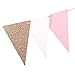 Ling's Moment 10 Feet Vintage Double Sided Glitter Triangle Flag Bunting Pennant Banner for Wedding Christmas New Year Eve Party Decor, Upgrade Glitter Version, Gold+White+Pink 15 Flags, Pack of 1