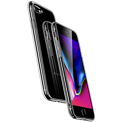 ESR iPhone 8 Case,iPhone 7 Case, 9H Tempered Glass Back Cover [Mimics The Glass Back of The iPhone 8] + Soft Silicone Bumper [Shock Absorption] for iPhone 8/7 (Clear)