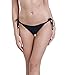 CROSS1946 Sexy Brazilian Ruched Semi Thong Bikini Bottom Women Tie Side By UPS M;Black