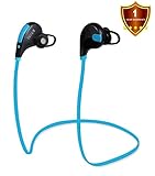 LOVRI Wireless Sports Stereo Bluetooth V4.1 Noise Cancelling In-Ear Headphones with Microphone - Blue and Black