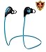 LOVRI Wireless Sports Stereo Bluetooth V4.1 Noise Cancelling In-Ear Headphones with Microphone - Blue and Black