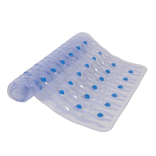Kenney KN61298 Vinyl Semi-Brushed Bath Mat, Shower Mat, Tub Mat with Suction Cups and Drain Holes for Use Inside the Bathroom Shower, 27.5