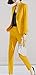 Women's Two Pieces Blazer Office Lady Suit Set Work Blazer Jacket and Pant (YellowKZ2-689, S)