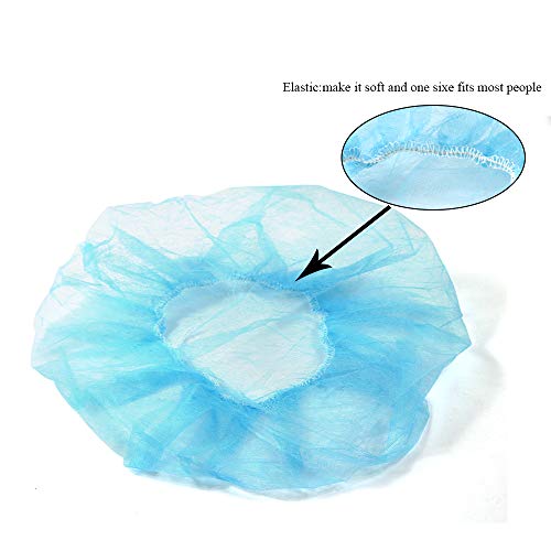 OKEKON Disposable Bouffant Caps Non-woven Dust Cap Hair Net,Elastic Hats Latex Free Great For: Labs, Industry, Food Service, Hospitals With Lightweight & Breathable One Size Fits Most,100Pcs Blue