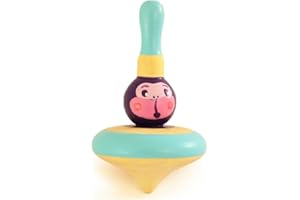 Shumee Handmade Wooden Animal Spin Tops - 1Pc | Organic Fidget Baby Toys | Spinning Top Toy for Coordination Skills |Gyroscope Fidget Spinner | Sensory Toys | Gifts for Kids/Toddlers/Babies (Monkey)