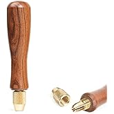 Toolcool Wood File Handle Wooden Handles with Brass Collet Chuck for Small Files with a Tang Diameter of 3.1MM-3.7MM