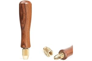 Toolcool Wood File Handle Wooden Handles with Brass Collet Chuck for Small Files with a Tang Diameter of 3.1MM-3.7MM