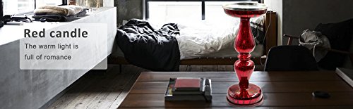 Dolucky Illuminated Mercury Glass Pedestal Pillar Candle Holder Set of 2 Red