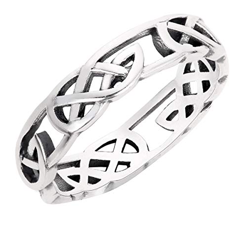 CloseoutWarehouse Sterling Silver Celtic Wicca Pagan Eternity Ring (Sizes 2-15)