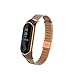 OLLIVAN for Xiaomi Mi Band 3 Replacement Strap, Stainless Steel Wristband Bracelet Replacement Band Wrist Strap for Mi Band 3 Tracker, Host Remove Easily via Double Elastic Buckle (Buckle Rose Gold)