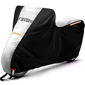 Favoto Motorrad Abdeckplane Outdoor Indoor Motorradabdeckung Winterfest Regenschutz Schneeschutz Staubdicht Orange Rot…