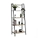 Bestier Vintage Ladder Shelf 4 Tier Bookshelf Metal and Wood Bookcase Home Office Storage Rack Display Shelf P2 Wood(Oak)