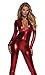 Forplay Women's Metallic Zip Front Mock Neck Catsuit Red X-Small/Small